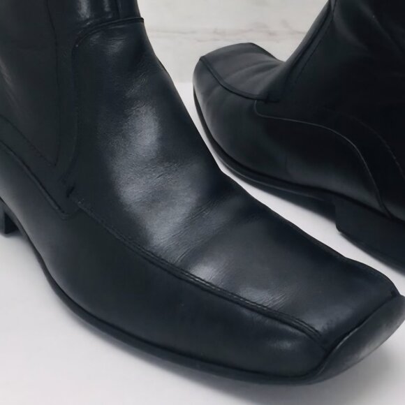 NWOT Aldo Black Leather dress Ankle zip square tip Boots 11 - Picture 4 of 4